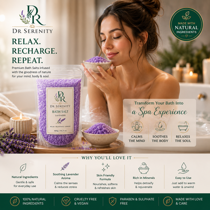Dr Serenity Spoil Yourself Premium Bath Salt | Lavender Aromatherapy Bath Soak | Relaxing Spa Experience | 400g